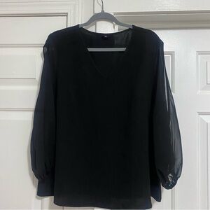 Chic Black V-Neck Women's Blouse